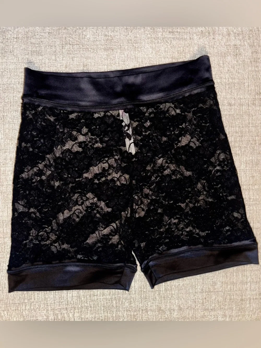 Free People Intimately Small Black Lace Biker Shorts Floral Layering Lounge Goth